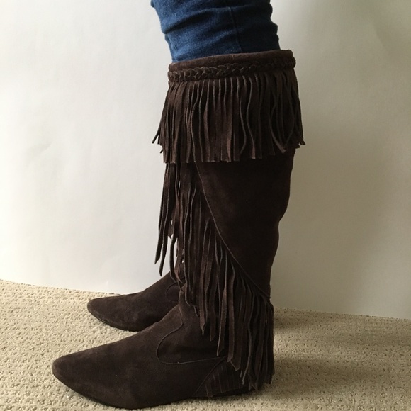 Brown suede fringed Sam Edelman bootssize 6